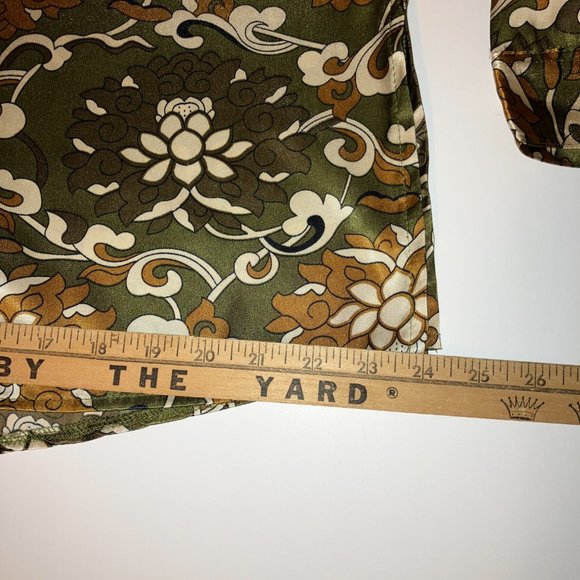 Gold Flava Satin Ruched Button Down Floral Print Blouse Plus Size 18 - Picture 13 of 16